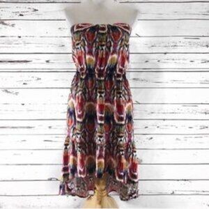 BB DAKOTA Strapless Dress - Whimsycore Tropical Watercolor